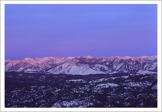 Winter Sunset on Sawtooth Mountains
