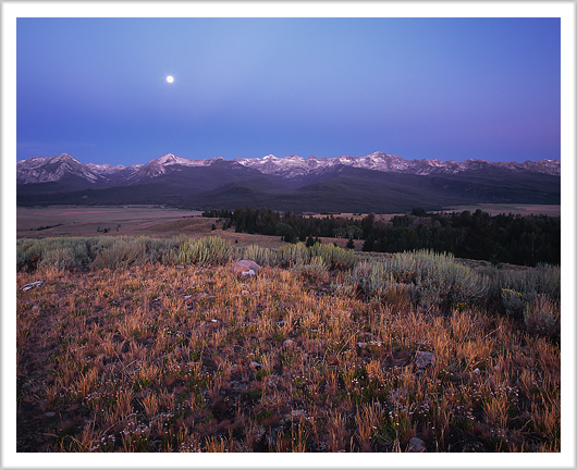 Early Dawn Moon over the Sawtooths