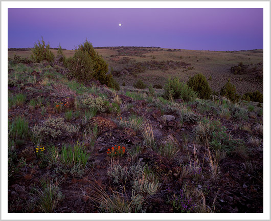 Full Moon at Sunset on Owyhee Desert