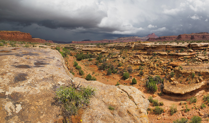 Spring storm over desert canyon